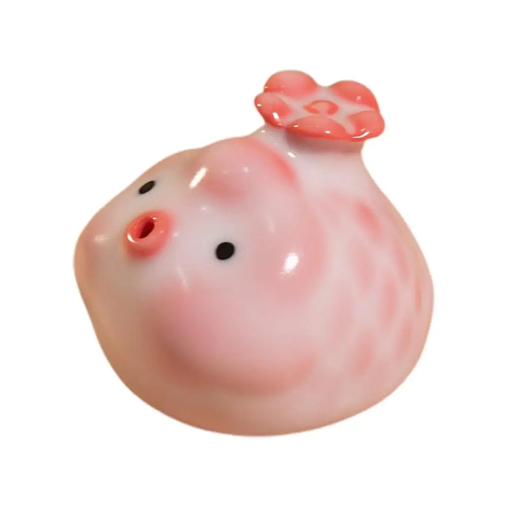 Ceramic Cherry Pink Bubble Fish Tea Pet Tea Statue Ornaments Workmanship Luxury Fish Tank Landscaping Tea Figurine Play Toys Peaceful Pleasures Health and Wellness A