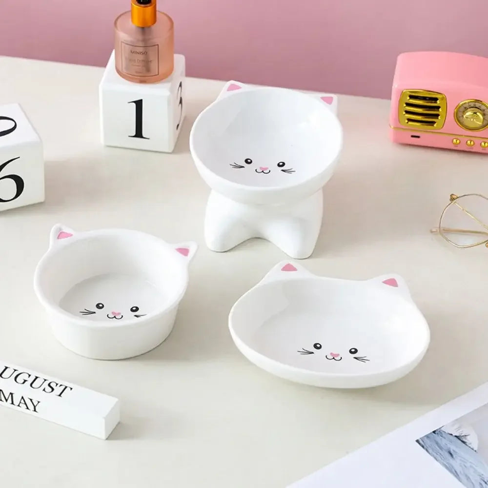Ceramic Cat & Dog Bowl – Slanted High-Foot Pet Feeding Dish Ceramic Pet Bowl Peaceful Pleasures Health and Wellness
