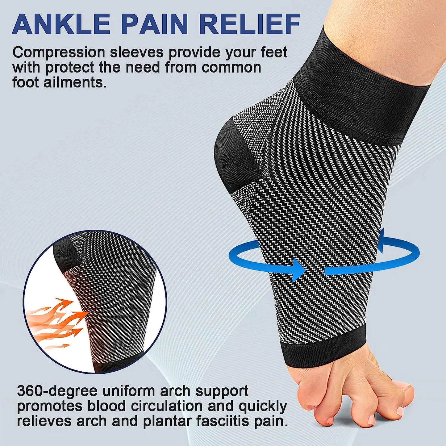 1pair Plantar Fasciitis Compression Socks,Arch Support Foot Pain Relief Ankle Brace Splint,Provide Increase Blood Circulation Peaceful Pleasures Health and Wellness