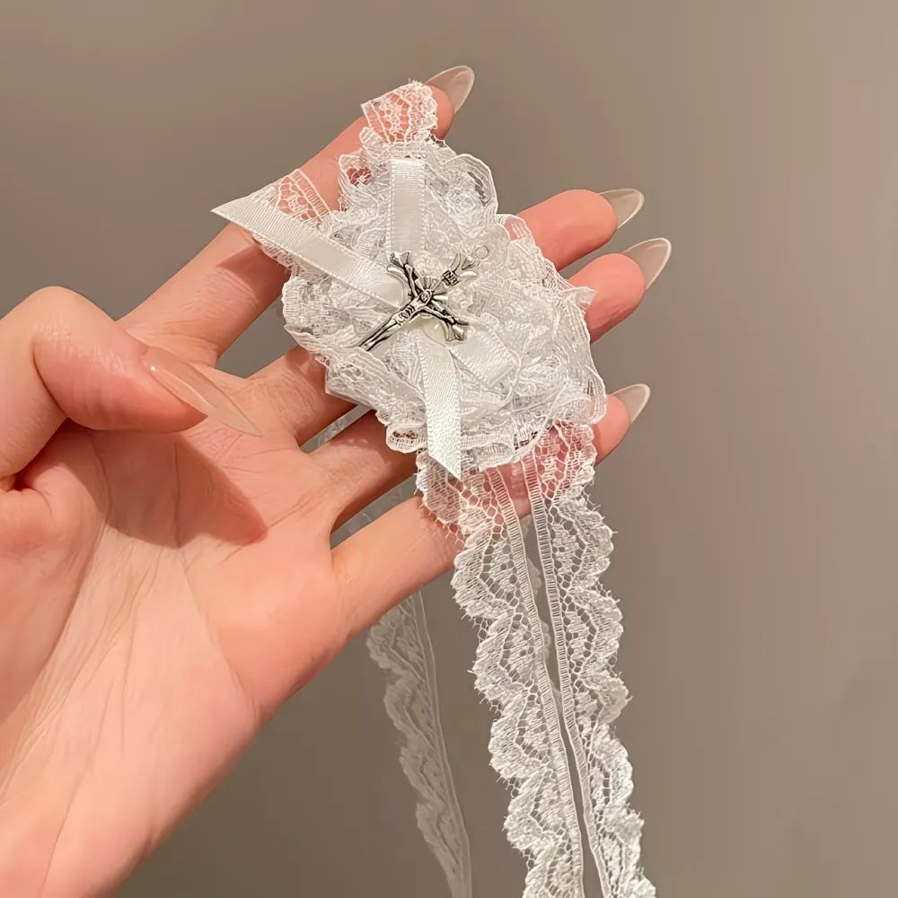 UYEE Beltgothic Lace Heart Thigh Garter Waist Sash Cross Charm Leg