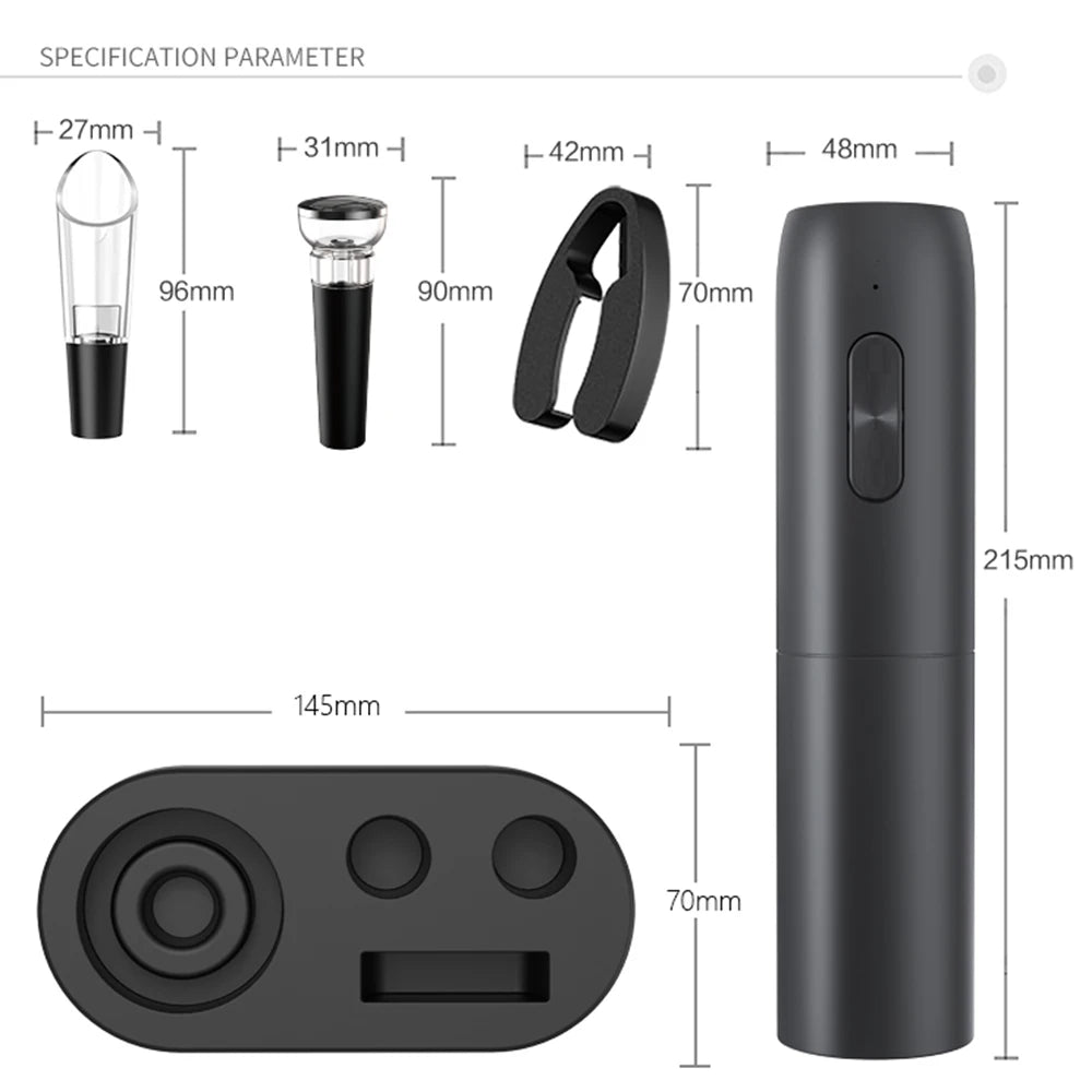 Electric Wine Bottle Opener Automatic Red Wine Corkscrew with Charging Base or Battery Powered Wine Tools Kitchen Products Peaceful Pleasures Health and Wellness