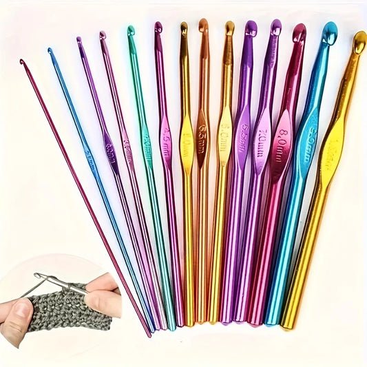 Aluminum Knitting Needles Metal Crochet Mixed Hook Weave Sweater DIY Peaceful Pleasures Health and Wellness 16PCS