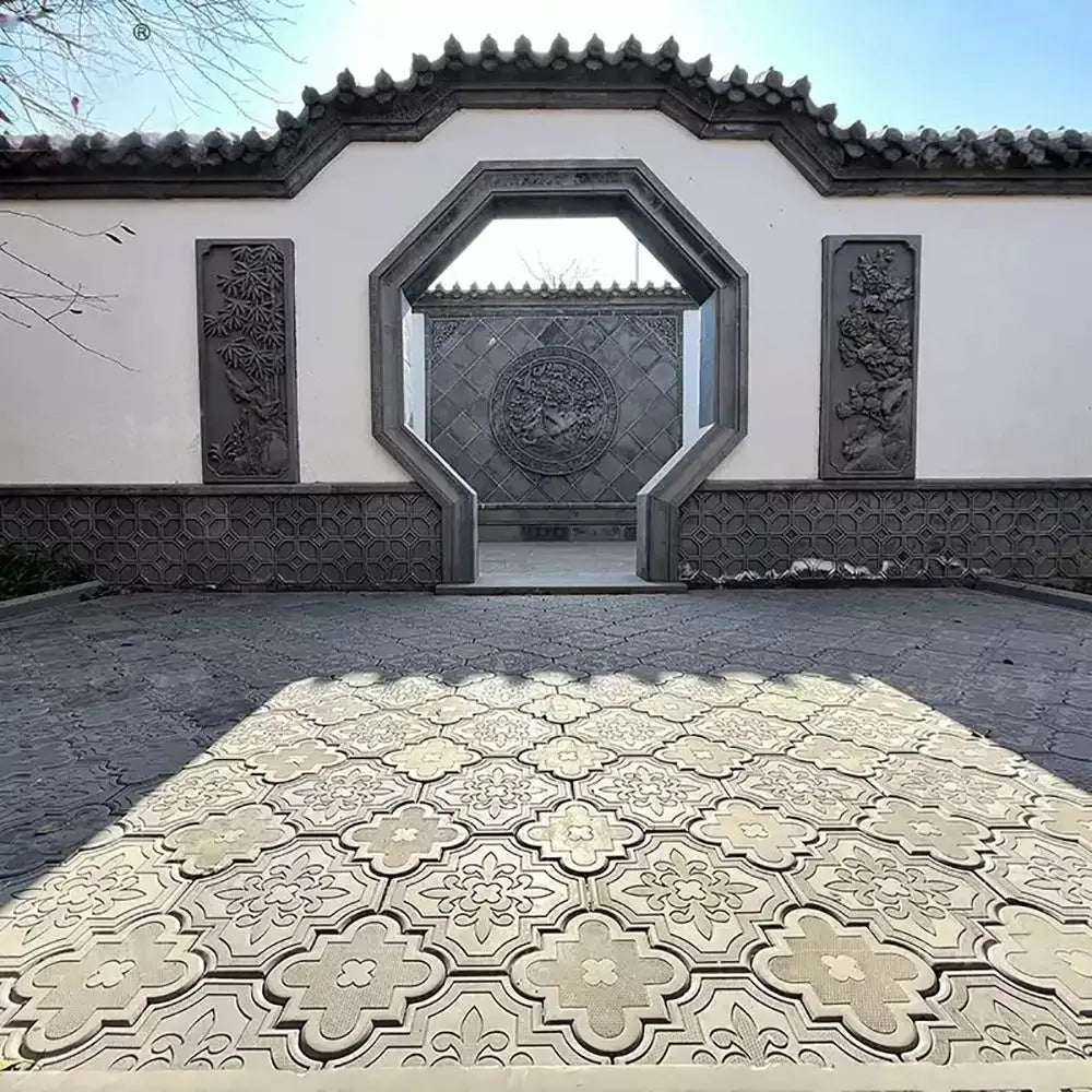 2Pcs/Set 30cm Paving Brick Mould Big Small Flowers Plastic Stepping Stone Paver Reusable DIY Concrete Path Maker Mold Peaceful Pleasures Health and Wellness