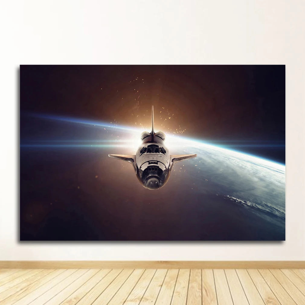 Space Galaxy Canvas Wall Art – Astronaut Planet Universe Poster