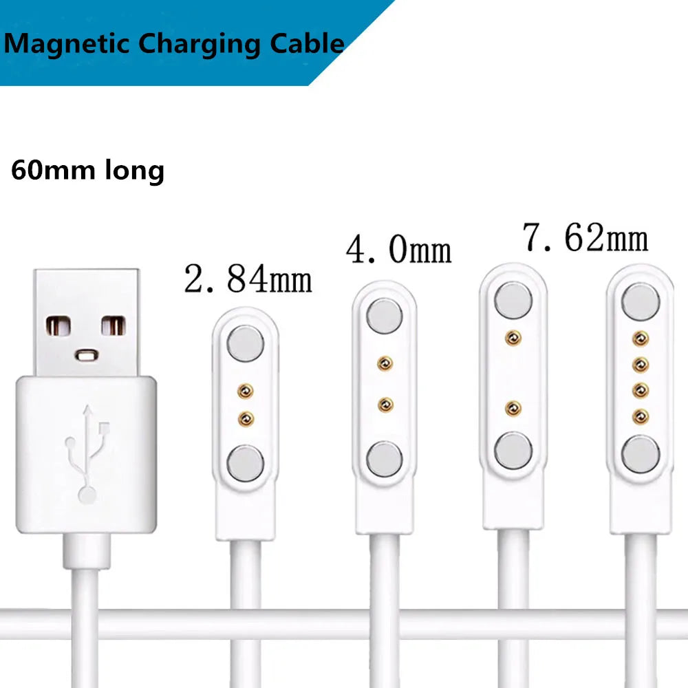 2/4Pin Magnetic Charging Cable 2.84/4.0/7.62mm Spacing Charging Cable For Smart Watch Wristwatch Juicer USB Power Charger Peaceful Pleasures Health and Wellness