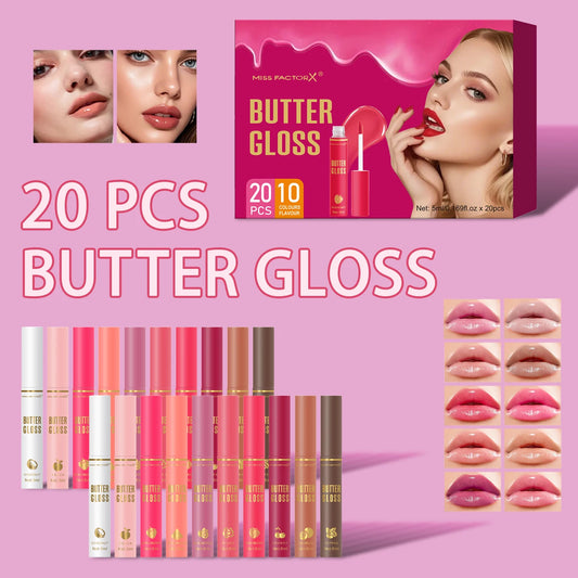 20PCS/Box 10 Flavors Colored Lip Oil - Durable, Moisturizing, Nourishing, Shining, Color Rendering, Crack Resistant Peaceful Pleasures Health and Wellness
