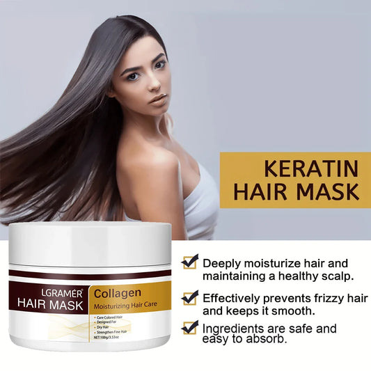 REAROYA Keratin Collagen Hair Mask – Smooth, Frizz-Free Hair Deep Repair Hair Mask Oasis Select 100g