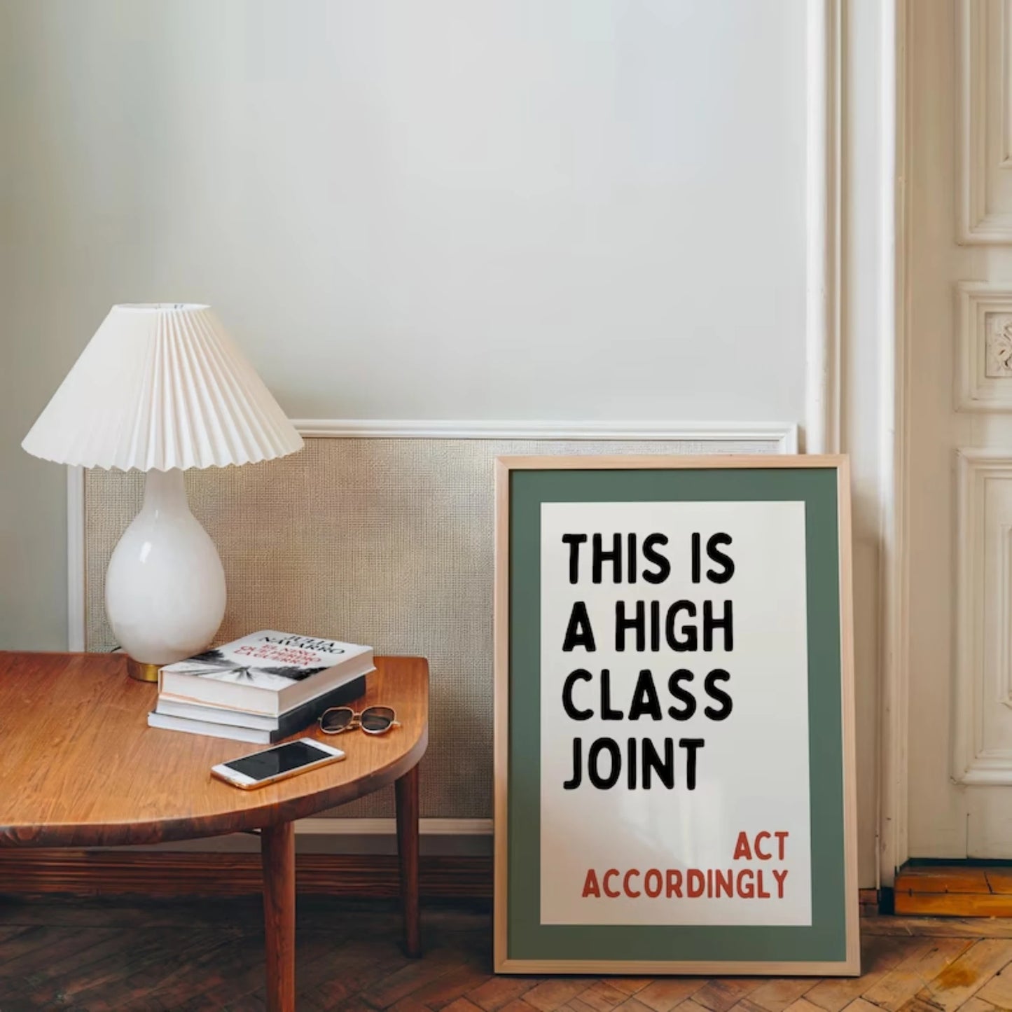 Funny Bar Sign Canvas Wall Art | "High Class Joint" Print