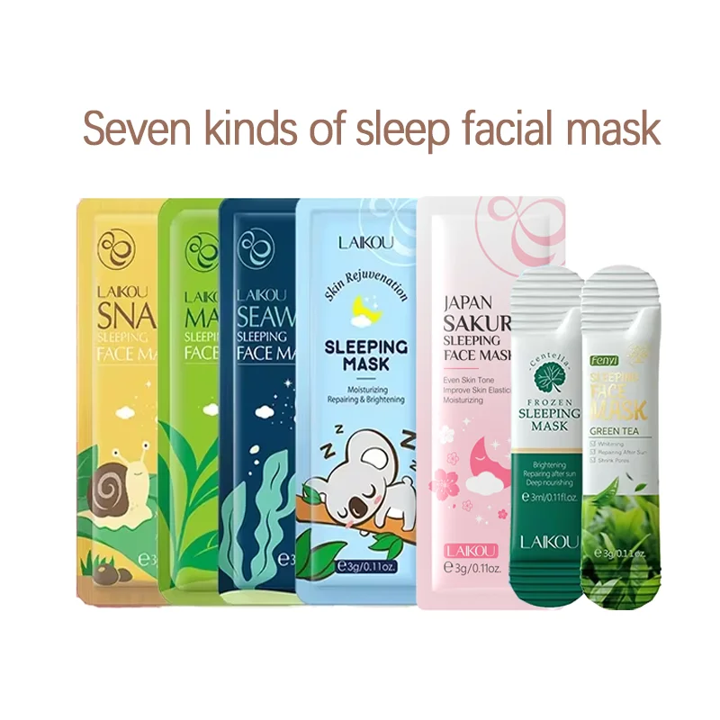 LAIKOU 7-Pack Overnight Sleeping Face Mask – Snail, Sakura & More