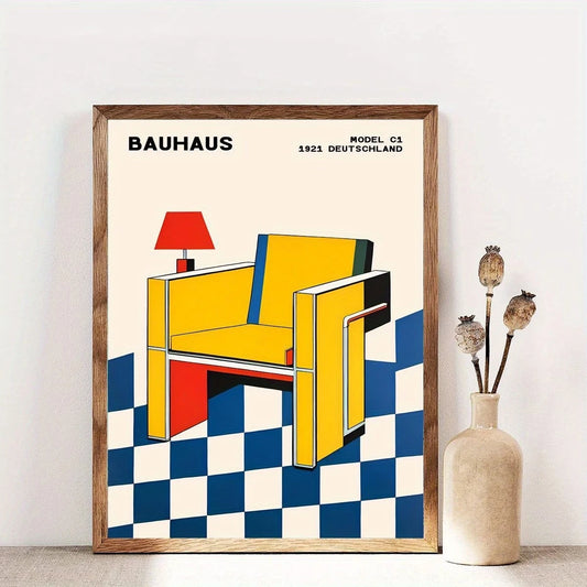 Modern Bauhaus Chair Canvas Wall Art Print | Home Decor Canvas Wall Art Peaceful Pleasures Health and Wellness G4755 21x30cm Unframed