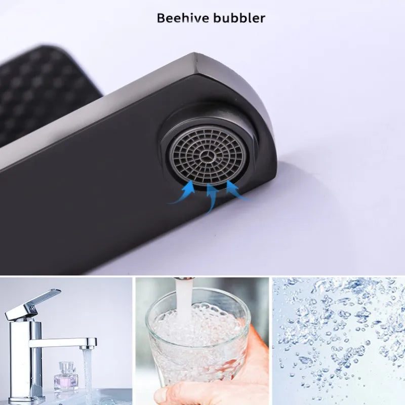 Black Square Basin Faucet – Hot & Cold Mixer Tap