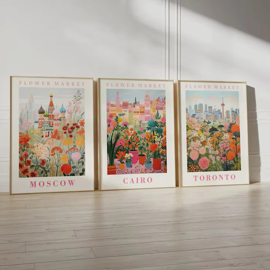 3-Piece Botanical Flower Market Canvas Wall Art Prints Canvas Wall Art Set Peaceful Pleasures Health and Wellness G5355-3pcs 30x40cm Unframed