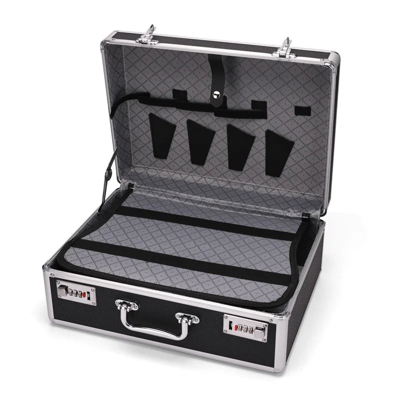 Large Capacity Barber Beauty Tools Storage Shockproof Toolbox Safety Box with Lock Salon Hairdresser Styling Toolbox Supplies Peaceful Pleasures Health and Wellness black CN