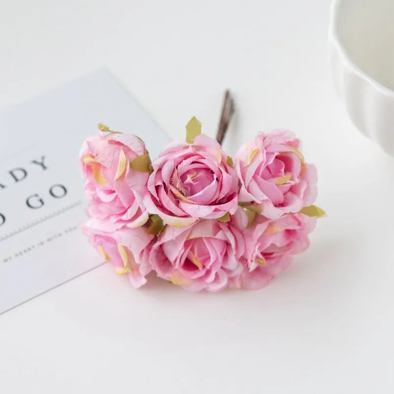 Silk Tea Rose Artificial Flower Bouquet for Wedding & Home Décor