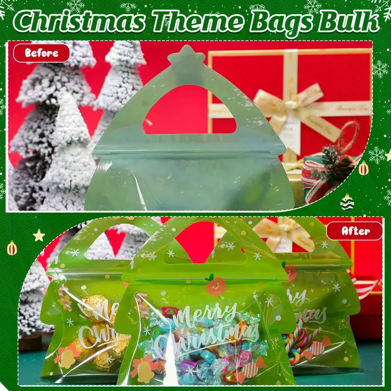 30-Pack Christmas Elk Ziplock Treat Bags | Resealable Goodie Bags
