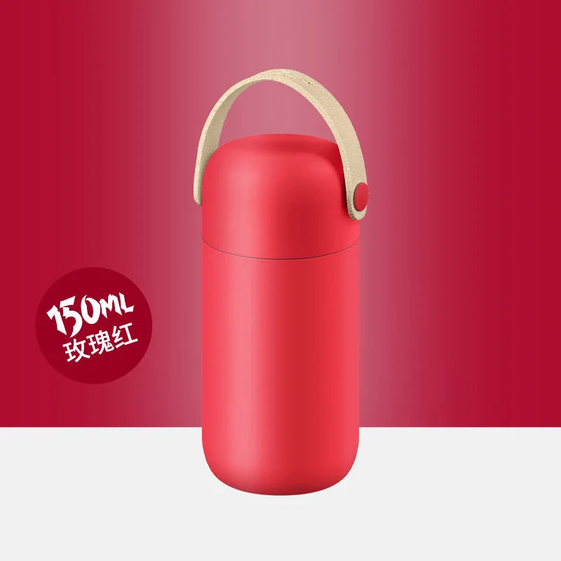 Macaron Mini Pocket Thermos Cup 150ml | Vacuum Insulated Flask Mini Thermos Flask Peaceful Pleasures Health and Wellness Burgundy 150ml