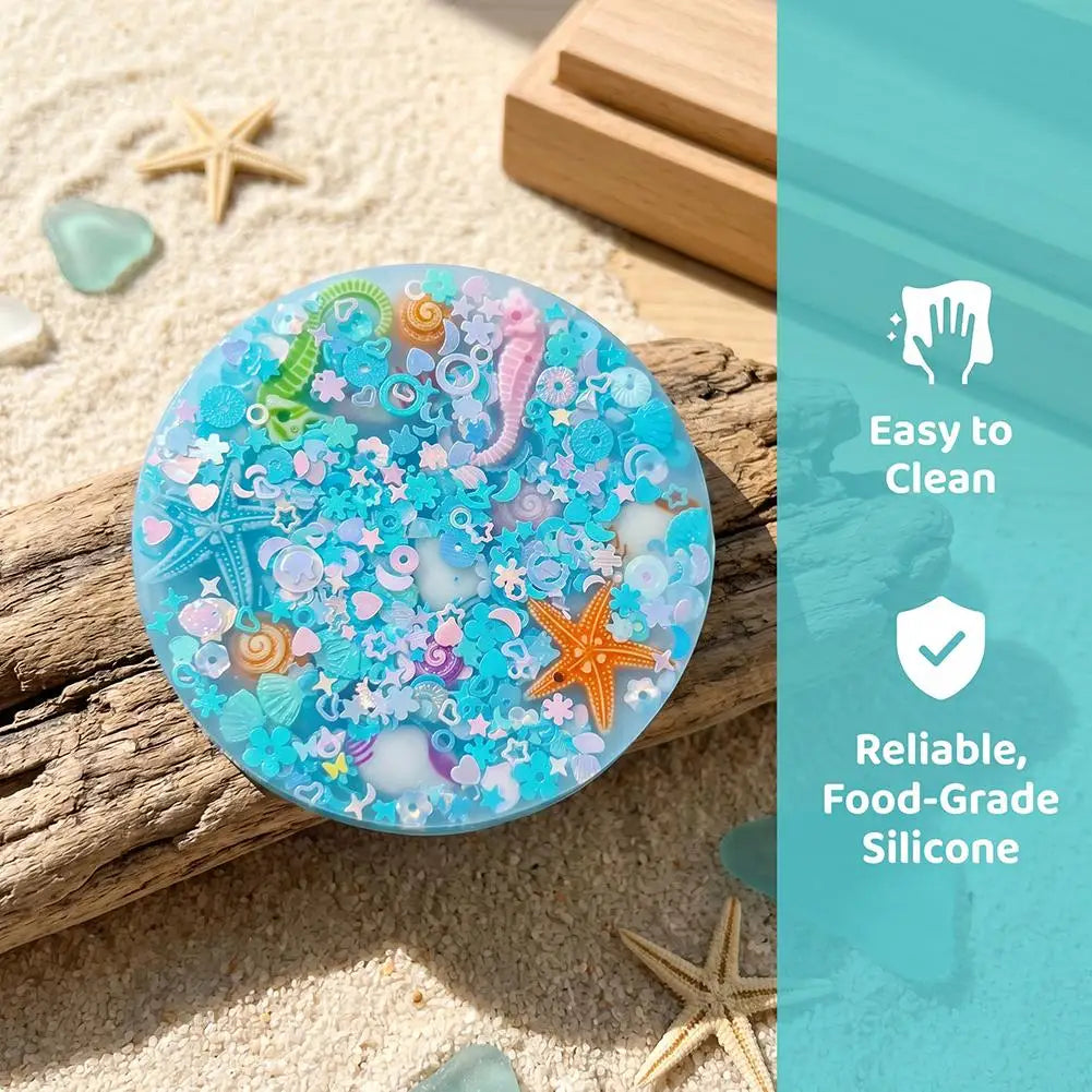 Ocean Themed Sensory Stress Relief Toys Silicone Picky Pad Decompression Skin Picking Pad For Autism ADHD Sensory Anxiety Toy Peaceful Pleasures Health and Wellness