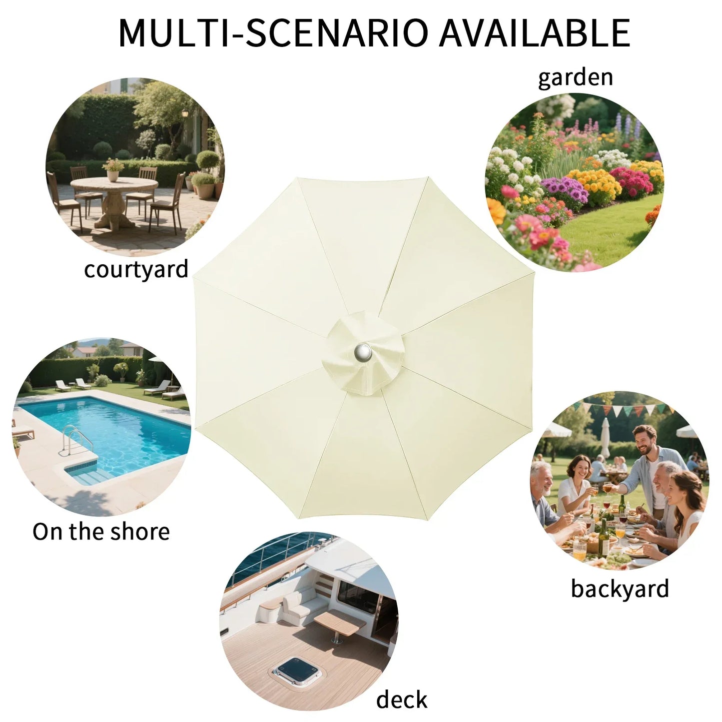 Patio Umbrella Replacement Canopy | 6 & 8 Rib Garden Parasol Cover