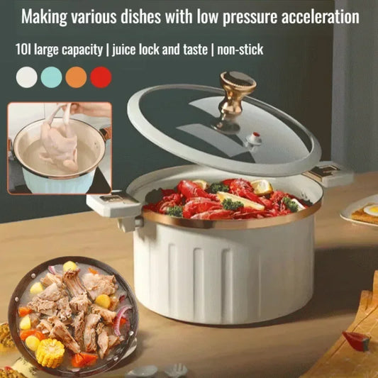 Micro Pressure Cooker Household Large Capacity cooking Pot with Double Ear Non-stick Multi-function Soup Pot Pressure Cooking Peaceful Pleasures Health and Wellness