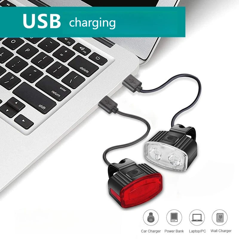 Bike Headlight & Tail Light Set – USB-C, IPX5 Waterproof Bike Light Set Peaceful Pleasures Health and Wellness