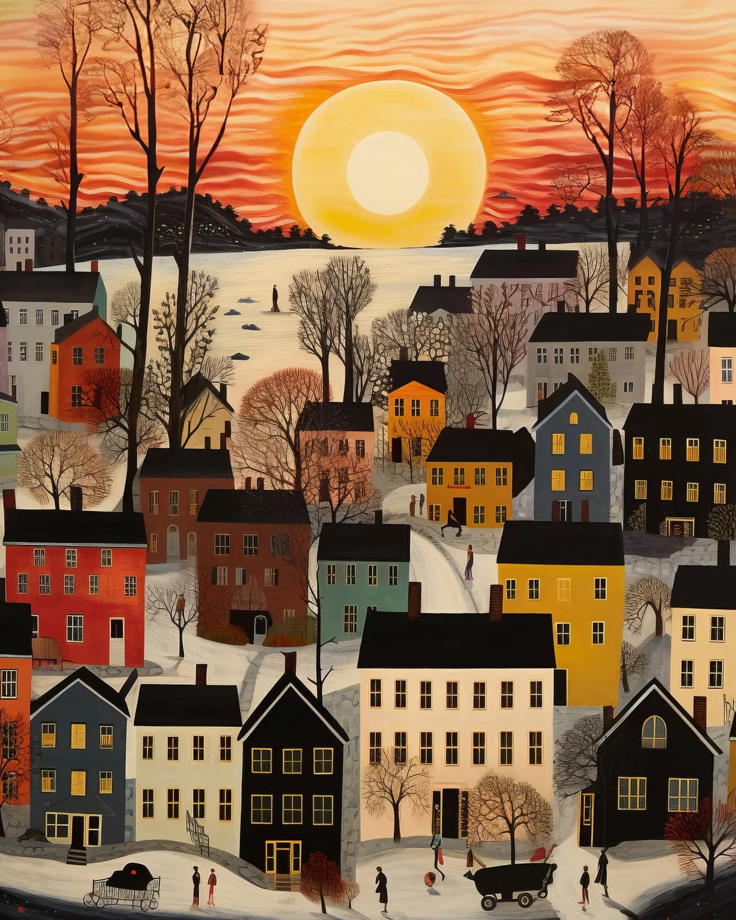 Country Road Church and Community Poster Landscape Scenery Canvas Painting American Folk Wall Art Picture Living Room Home De Peaceful Pleasures Health and Wellness 11 40x50cm Unframed