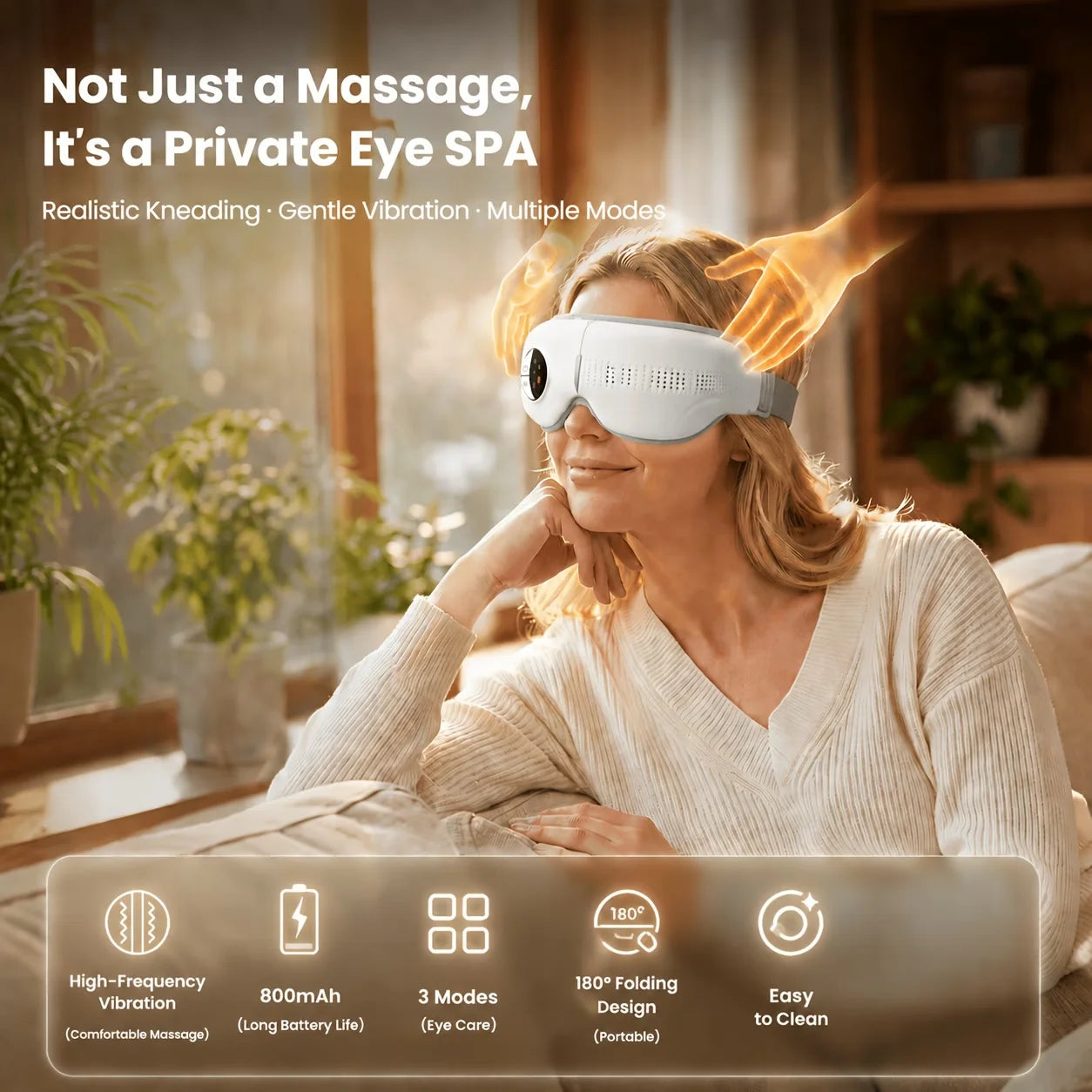 Eye Massager, Moisturizing Eye Mask, Vibrating Eye Massager, Eye Care Equipment High-Frequency Vibration, Three Main Modes, Simulates Human Massage Effects. Three Modes Can Be Freely Switched. Combining Traditional Acupoint P Peaceful Pleasures Health and Wellness