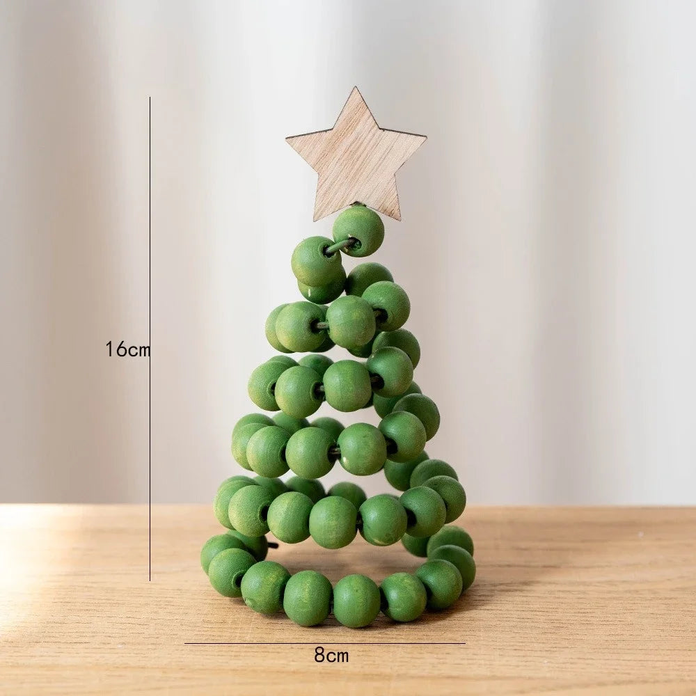 Christmas Decoration Wooden Bead Christmas Tree Creative Nordic Style Wooden Christmas Tree Desktop Ornament Decoration Ornament Peaceful Pleasures Health and Wellness D 1PC