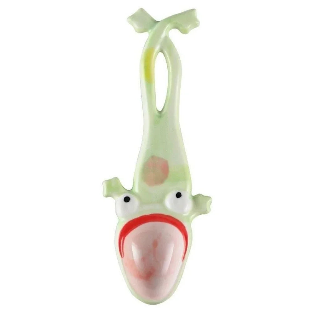 Frog Spoon Creative Ceramic Long-handled Household Ugly Cute Toad Scoop for Eating Drinking Soup and Desserts Funny Cute Spoon Peaceful Pleasures Health and Wellness green