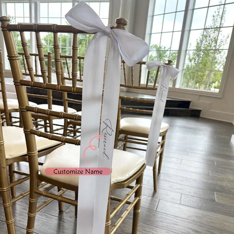 5-Pack White Bow Chair Sashes | Wedding & Party Décor Wedding Chair Sashes Peaceful Pleasures Health and Wellness custom white 5pcs