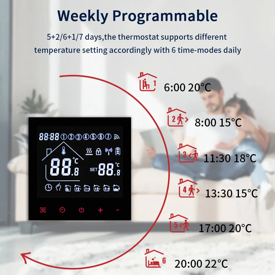 Tuya WiFi Smart Thermostat LCD Touch – Alexa & Google Home
