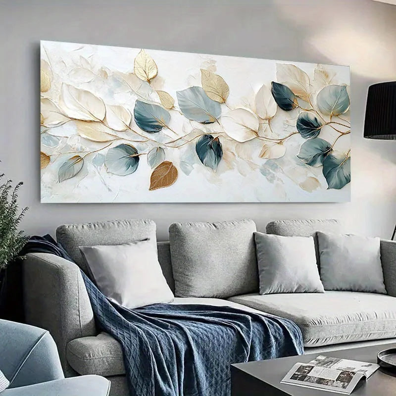 1pc Frameless Modern Canvas Wall Art Delicate Leaf Design, High-Quality Canvas Painting Home Décor, Large Canvas Wall Art Peaceful Pleasures Health and Wellness