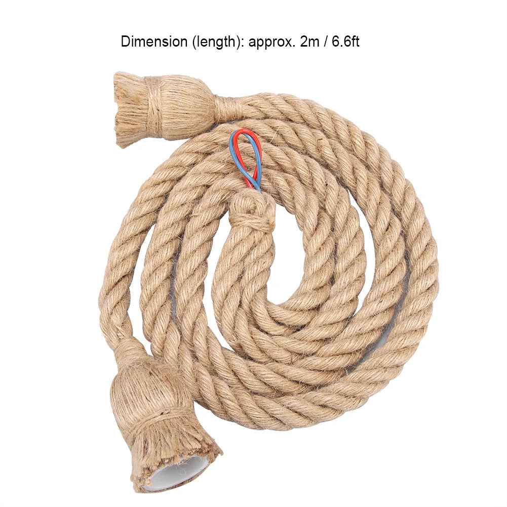 2m E27 Vintage Hemp Rope Ceiling Light Base Pendant Lamp Bulb Holder 85-265V Lamp Holder Lamp Base Peaceful Pleasures Health and Wellness