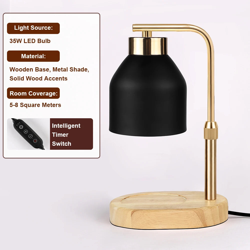 Dimmable Candle Warmer Lamp with Timer | Black Wax Melter
