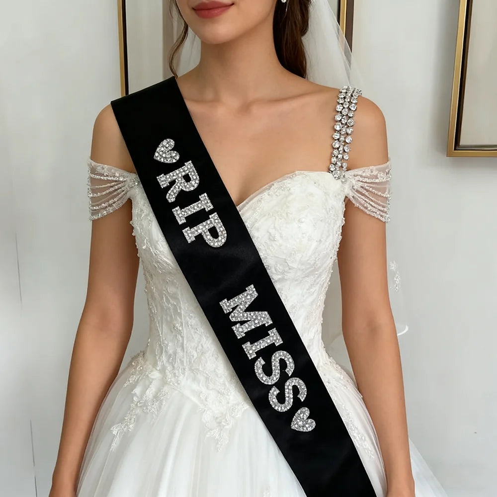 Bride Sash Pearl & Diamanté Sparkle Hen Party Bridal Shower Gift Bridal Party Sash Peaceful Pleasures Health and Wellness RIP Miss 1pcs 9x150cm