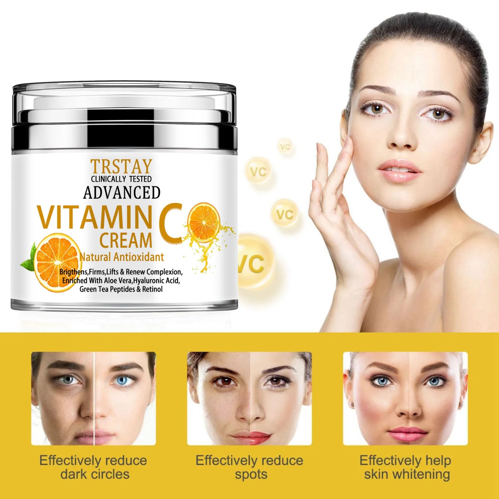Vitamin C Cream, Vitamin C Face Cream With Nicotinamide & Hyaluronic Acid, Peaceful Pleasures Health and Wellness