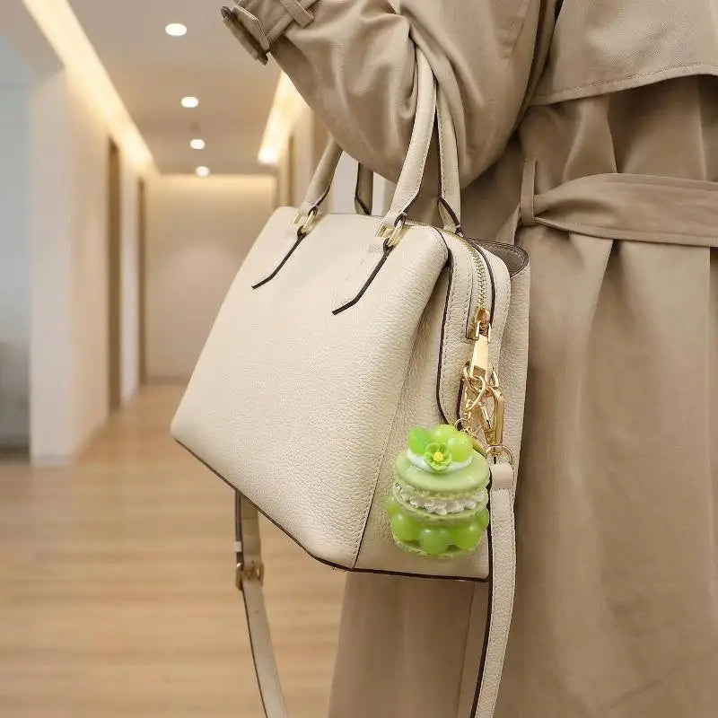 Fruit Macaron Cake Keychain | Cute Dessert Bag Charm for Girls