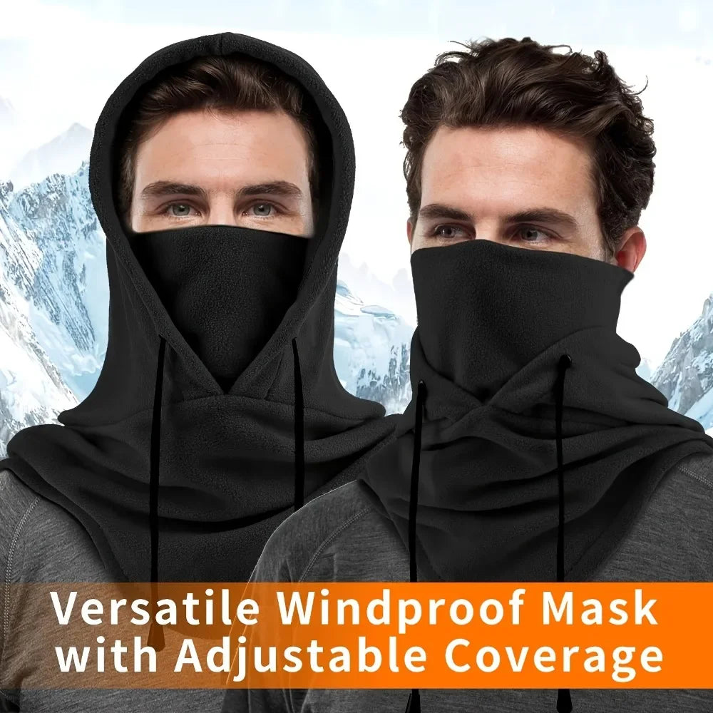 1pc/3pcs Winter Warm Fleece Neck Warmer Hat Solid Adjustable Drawstring Ski Balaclava Mask Windproof Cycling Hooded Cap Unisex Peaceful Pleasures Health and Wellness