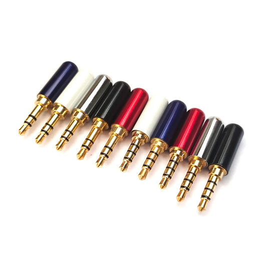 1/5PCS Copper 3/4 Pole 3.5MM Plug Male Headphone Jack 3.5MM Stereo Audio Connector for 4mm Cable Adapter Peaceful Pleasures Health and Wellness Silver 1PCS 3 Sections