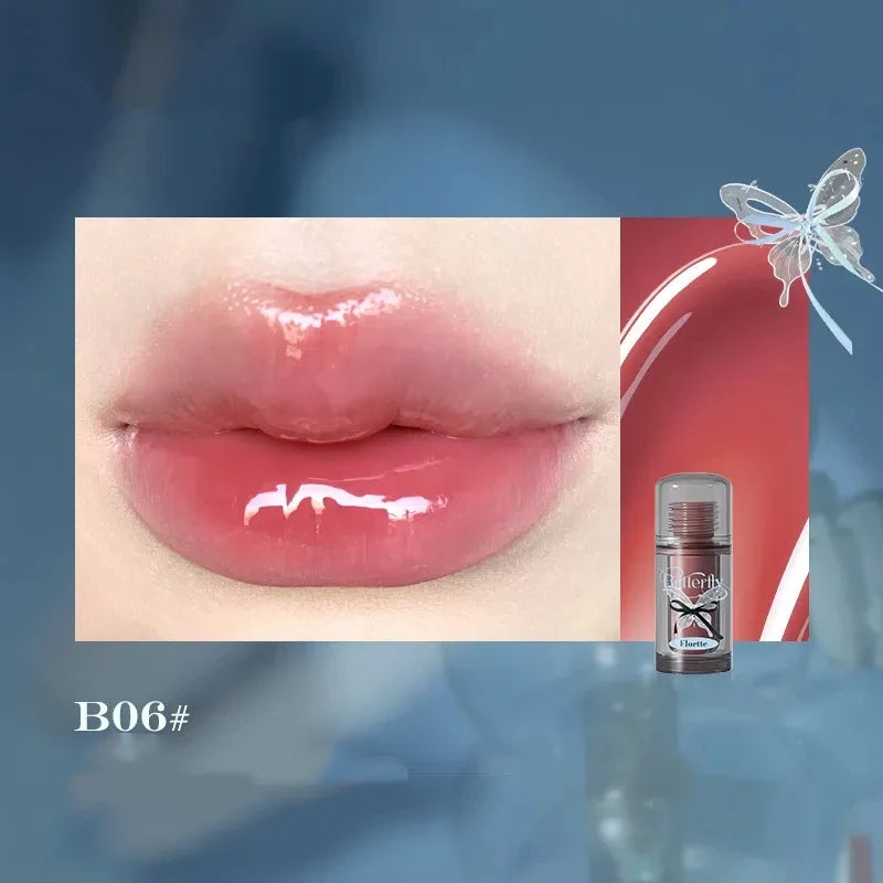 FLORTTE Butterfly Mirror Lip Gloss – Jelly Tint & Plumping Glaze