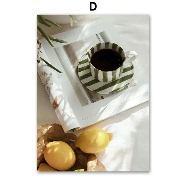Nordic Olive Tree Canvas Wall Art | Lemon Botanical Print