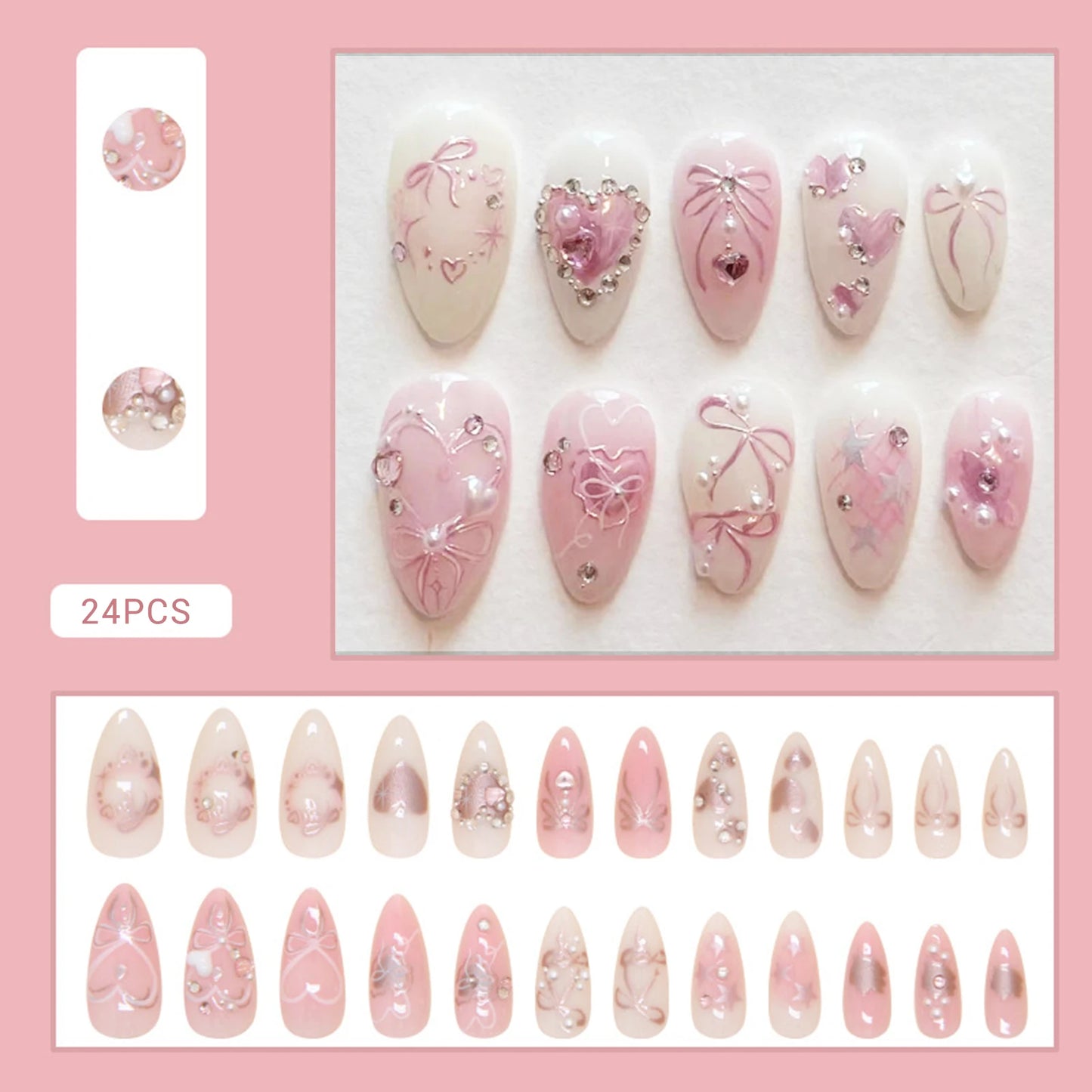 24PCS Blue Cat Eye False Nails Short Round Cute Press on Nails Wearable Full Cover Ins Flowers Pattern Fake Nail Tips for Girls Peaceful Pleasures Health and Wellness Z3