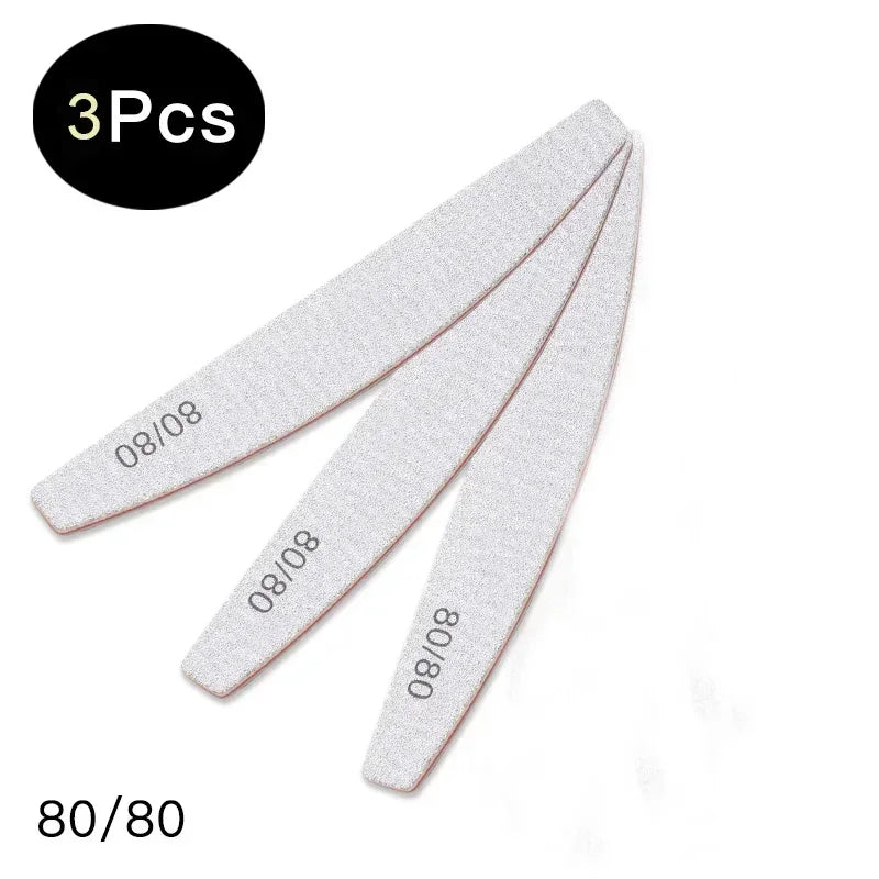 3-Piece Nail File Set – Buffer, Half Moon & Sandpaper 100/180 Grit
