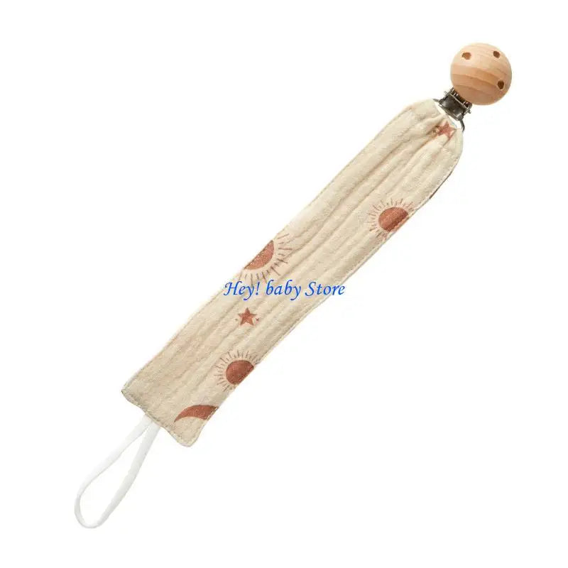 Baby Pacifier Clip Chain | Cotton & Wood Holder for Newborns