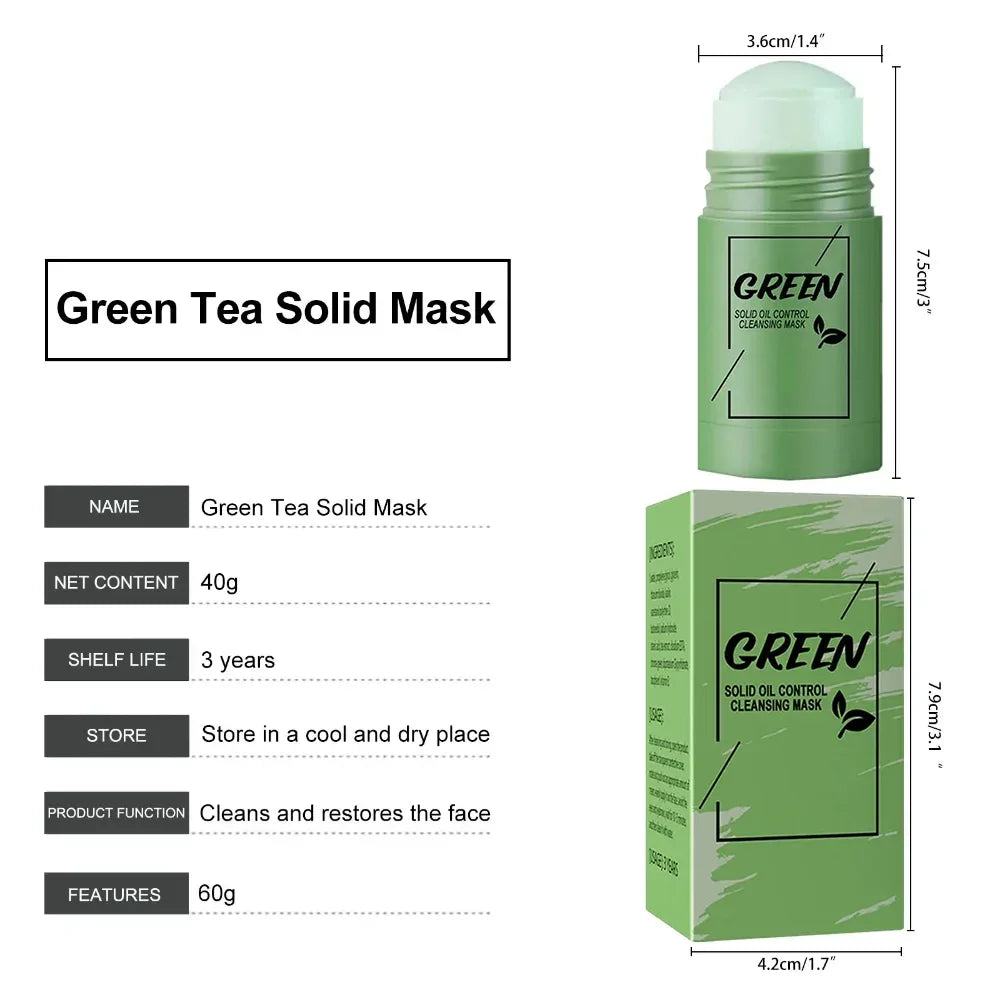 Green Tea Cleansing Solid Face Mask Stick Cleans Pores Remove Acne Blackhead Oil Control Lighten Moisturizing Beauty Skin Set Peaceful Pleasures Health and Wellness