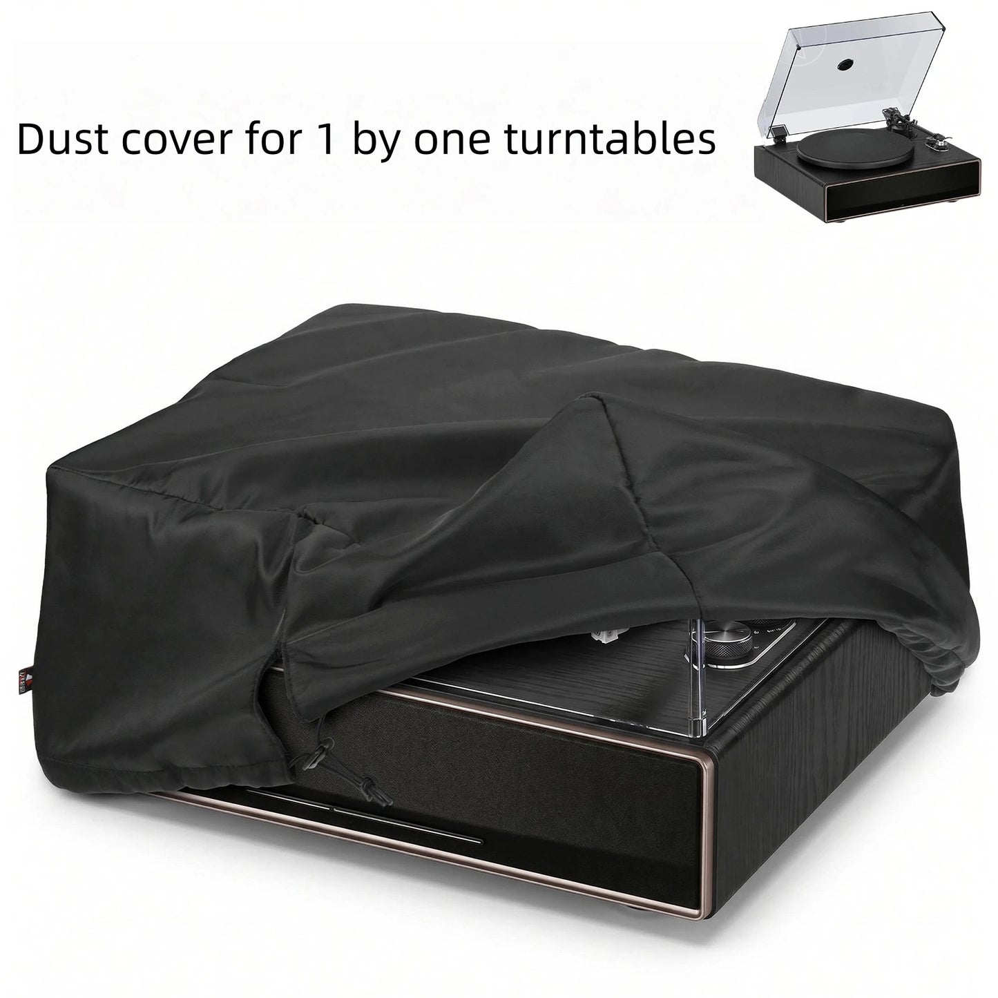 Plush Dust Cover for 1 BY ONE Turntable – Soft Foldable Black