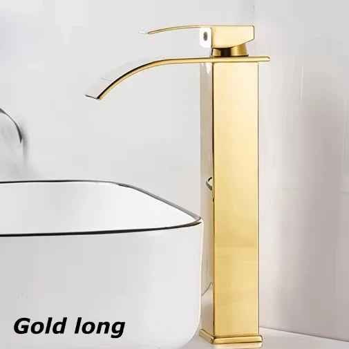 Black Stainless Steel Waterfall Basin Faucet | Hot & Cold