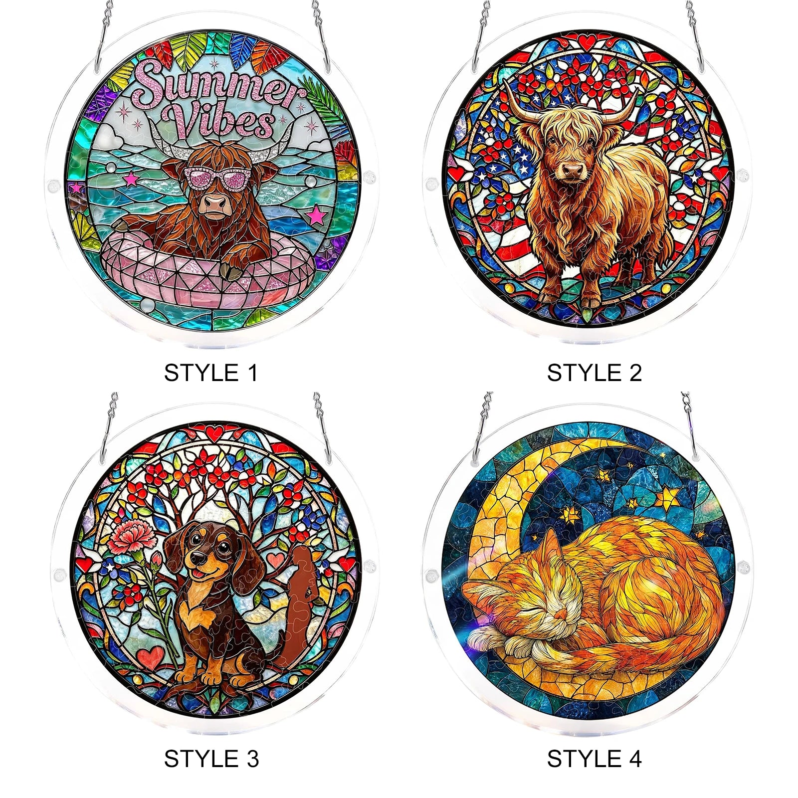 Animal Acrylic Jigsaw Puzzle Suncatcher Window Hanging Crafts DIY Puzzle Suncatcher Home Decor for Apartment Living Room Bedroom Peaceful Pleasures Health and Wellness