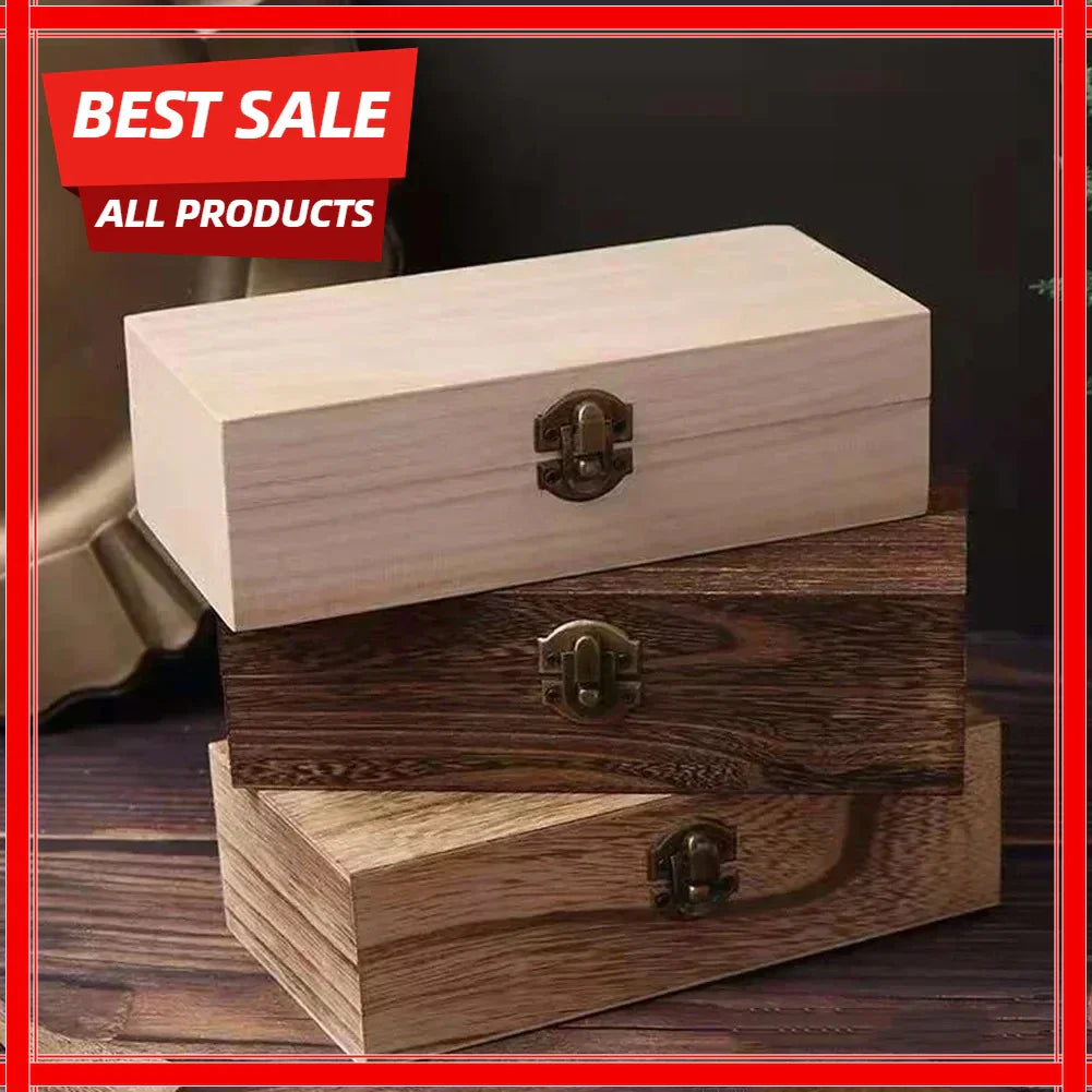 Retro Wooden Jewelry Box with Lock | Vintage Desktop Organizer