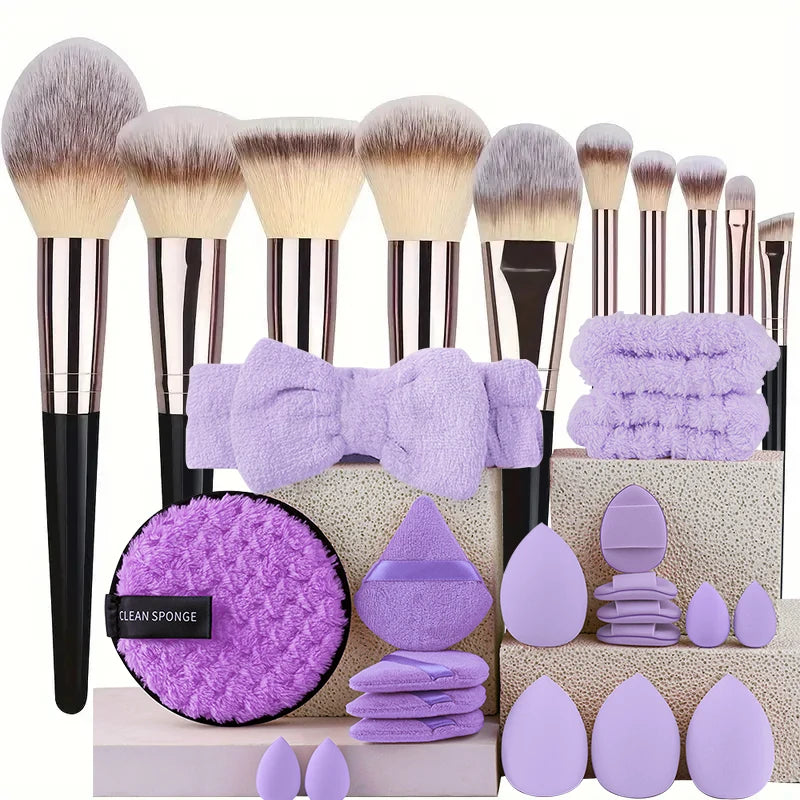 RUNTOIN 10PCS Fluffy Makeup Brush Set – Foundation & Eyeshadow