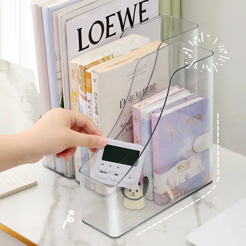 Modern Transparent Acrylic Bookend Desk Organizer for Student Dorm Lightweight Stackable Clear File Holder Desk Organization Peaceful Pleasures Health and Wellness
